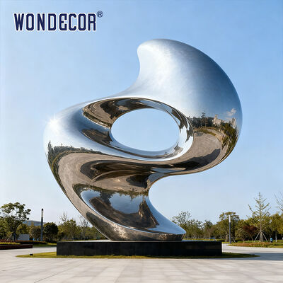 Oversized Outdoor Art Style Stainless Steel Sculpture, Modern Abstract Landscape Decorative Ornament