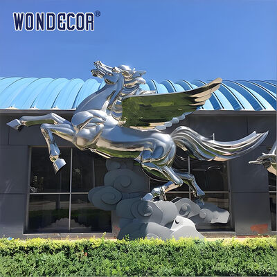 Extra Large Light Luxury Mirror Stainless Steel Pegasus Sculpture, Urban Landmark Landscape Art Statue For Outdoor Commercial Plaza