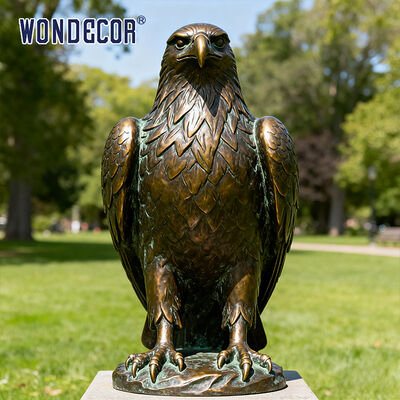 Life-Size Realistic Bronze Eagle Metal Animal Sculpture, Handcrafted Artwork for Outdoor Decor & Landscape Ornament